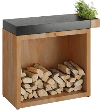 OFYR Butcher Block Storage 90 Corten - mit Keramik-Arbeitsplatte & Holzlager