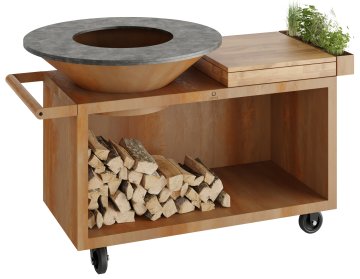 OFYR Grill Feuerplatte Island Corten 100 PRO Teakholz
