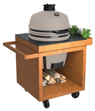 OFYR Kamado Table Corten 75 PRO - mit Keramik-Arbeitsplatte & BSTRD. Keramikgrill Pro Large Sand