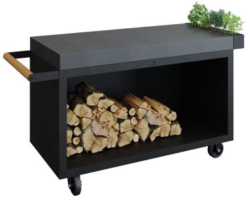 OFYR Mise en Place Table Black 135 PRO - mit Keramik-Arbeitsplatte & Holzlager