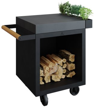 OFYR Mise en Place Table Black 65 PRO - mit Keramik-Arbeitsplatte & Holzlager