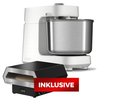 Ooni Teigknetmaschine / Spiralkneter Halo Pro - Polar White inkl. Outdoorchef Gas Pizzaofen Prismo 420 G