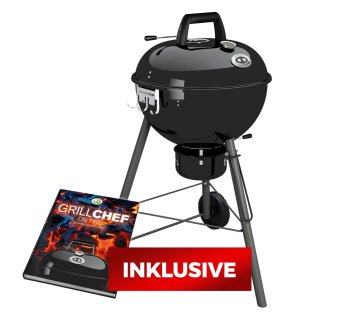 Outdoorchef Holzkohle Kugelgrill Chelsea 480 C schwarz - inkl. Outdoorchef Grillbuch: Das Einmaleins für den Holzkohlegrill