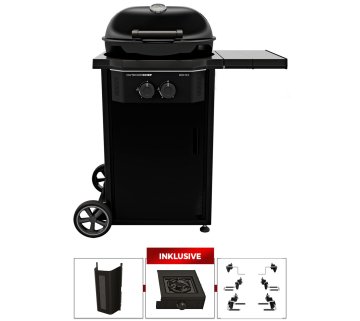 Outdoorchef Gas Kugelgrill Davos 570 G Pro inkl. Cooking Zone, Zubehörhalter Kit und Gasflaschen Kit 11Kg