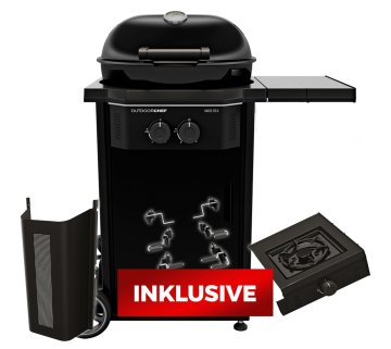Outdoorchef Gas Kugelgrill Davos 570 G Pro inkl. Cooking Zone, Zubehörhalter Kit und Gasflaschen Kit 11Kg