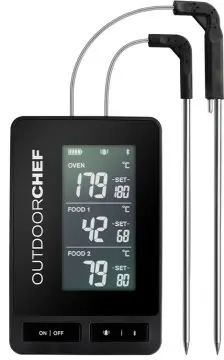 Outdoorchef Gourmet Check PRO Black - Bluetooth Grillthermometer mit 2 Temperaturfühlern