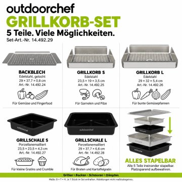 Outdoorchef Grillkorb-Set mit Grillschalen - 5-teilig