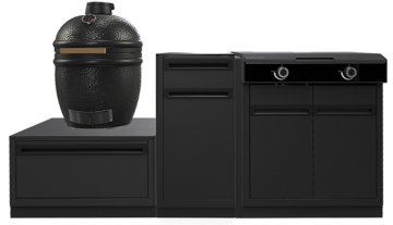 Outdoorchef HEAT Outdoor Küche 3-teilig: EGG 460 H + X-245 + Schubladenschrank schmal - mit Arbeitsplatte aus Granit