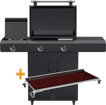 Outdoorchef Planchagrill HEAT C-265 - mit Doppel-Blazing-Zone, Cooking Zone, Gusseisen-Plancha und Blazinglas®