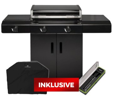 Outdoorchef Planchagrill HEAT C-265 - mit Doppel-Blazing-Zone, Cooking Zone und Gusseisen-Plancha + Easy Check Thermometer und Abdeckhaube
