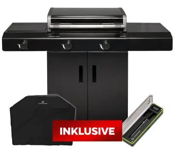 Outdoorchef Planchagrill HEAT C-265 - mit Doppel-Blazing-Zone, Cooking Zone und Gusseisen-Plancha + Easy Check Thermometer und Abdeckhaube