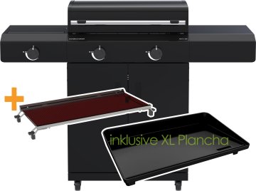 Outdoorchef Power Grillstation HEAT C-265 mit 2 x Blazing Zone und Seitenkocher - inkl. XL Gusseisen Plancha und Blazinglas®