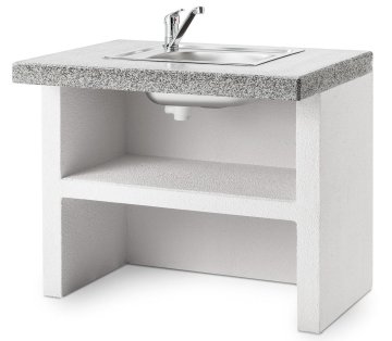 Palazzetti Outdoor Küche: Modul Spüle - Marmotech Granitoptik grau