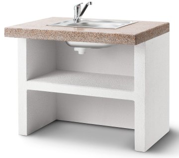 Palazzetti Outdoor Küche: Modul Spüle - Marmotech Granitoptik rot