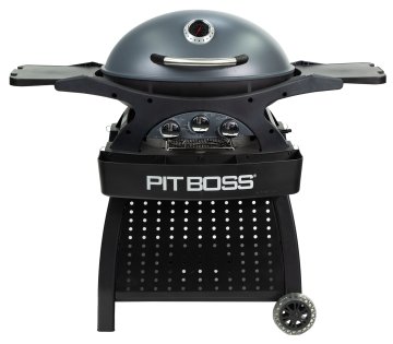 Pit Boss Gasgrill Sportsman 3 / Campinggrill - inkl. Unterwagen, Grillplatte, Warmhalterost, Pfannenuntersetzer und Abdeckhaube