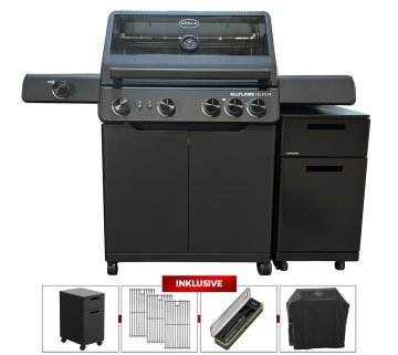 Rösle Gasgrill ALLFLAME Hero 4 - Smart-Grill mit Easy Check Wireless Thermometer + Premium Grillschrank (GRILLFÜRST EDITION)