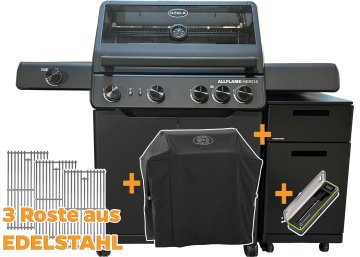 Rösle Gasgrill ALLFLAME Hero 4 - Smart-Grill mit Easy Check Wireless Thermometer + Premium Grillschrank (GRILLFÜRST EDITION)