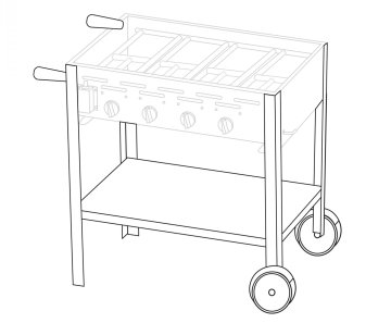 Untergestell fahrbar für 4 Brenner Gastrobräter TGO