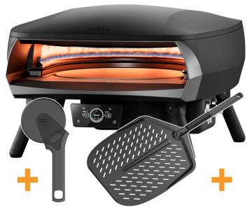 Witt Pizzaofen Gas Etna Rotante Control matt schwarz - inkl. Pizzaschieber &amp; Pizzaschneider BLACK EDITION