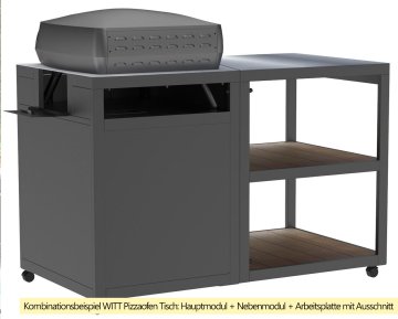 Witt Outdoorküche: Erweiterungsmodul für Pizzaofen Tisch mit Edelstahl Arbeitsplatte