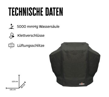 Grillfürst Abdeckhaube 141 x 66 x 123 cm Monarch 390, 340, 320 / Videro G4 / Triton 4, Triton 3 / Rogue 425, Rogue 425 SE, Rogue 365 / Dualchef 315 G, 325 G, S 325 G / Australia 415 G, 425 G, 455 G, Napoleon Triumph 495