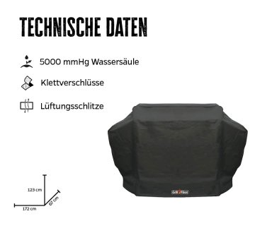 Grillfürst Abdeckhaube 172 x 67 x 123 cm Imperial 590, 490 / P500 / Lex 605 / Regal 590, 490 / Crown 590 / Sovereign 490 / Dualchef 415 G, 425 G, S 425 G / Genesis II 4 Brenner