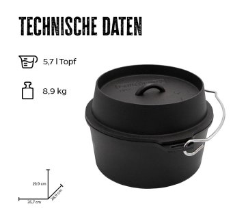 Grillfürst Dutch Oven ohne Füsse DO6