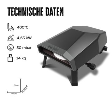 Grillfürst Gas Pizzaofen 305 - mit drehbarem Pizzastein