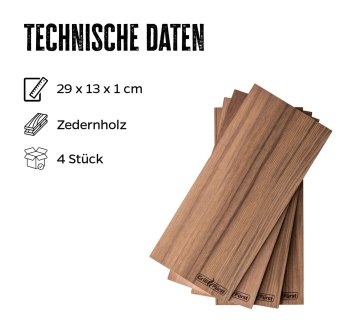 Grillfürst Räucherbretter Zeder 29 x 13 x 1cm 4er Set