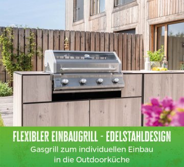 Grillfürst G401E 4-Brenner Einbaugrill mit Edelstahl Rosten
