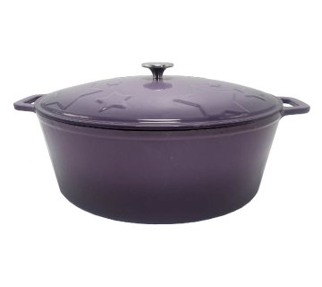 Grillfürst Dutch Oven Sternentöpfchen / Gusseisen Bräter - emailliert - XL - lila