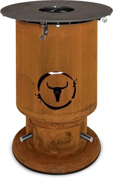 Moesta Bandit 2.0 FirePlace - Feuertonne aus Cortenstahl - mit BBQ Disk