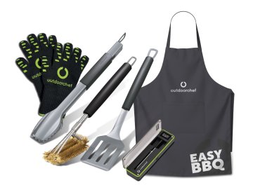 Outdoorchef Easy BBQ Box - 30 Jahre Outdoorchef - Grillbesteck, Easy Check Thermometer, Grillschürze und Grillhandschuhe