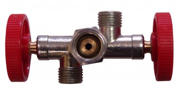 TGO Doppelventil zur Nutzung von 2 Geräten an einer Gasflasche / einem Druckregler x 1/4&quot;L