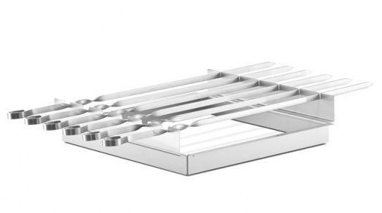 Thüros Schaschlikspieße Thüros Schaschlik Spießaufsatz mit 6 Spießen für T1, Tischgrill, Minicater (Grillfläche 30x30 cm)