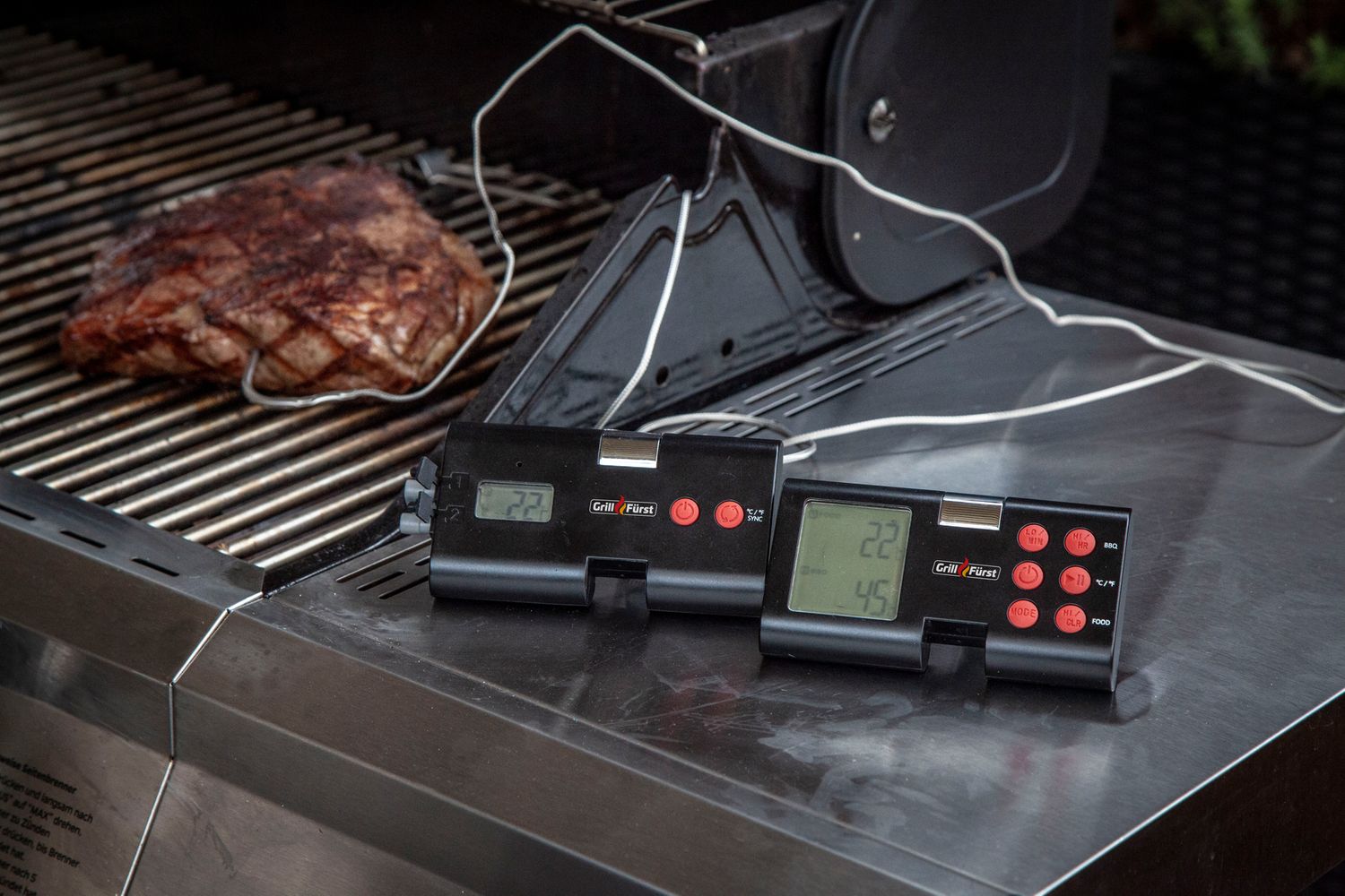 Digital Funk Grillthermometer Dual 1 Fühler BBQ Grill Food Fleisch Thermometer 