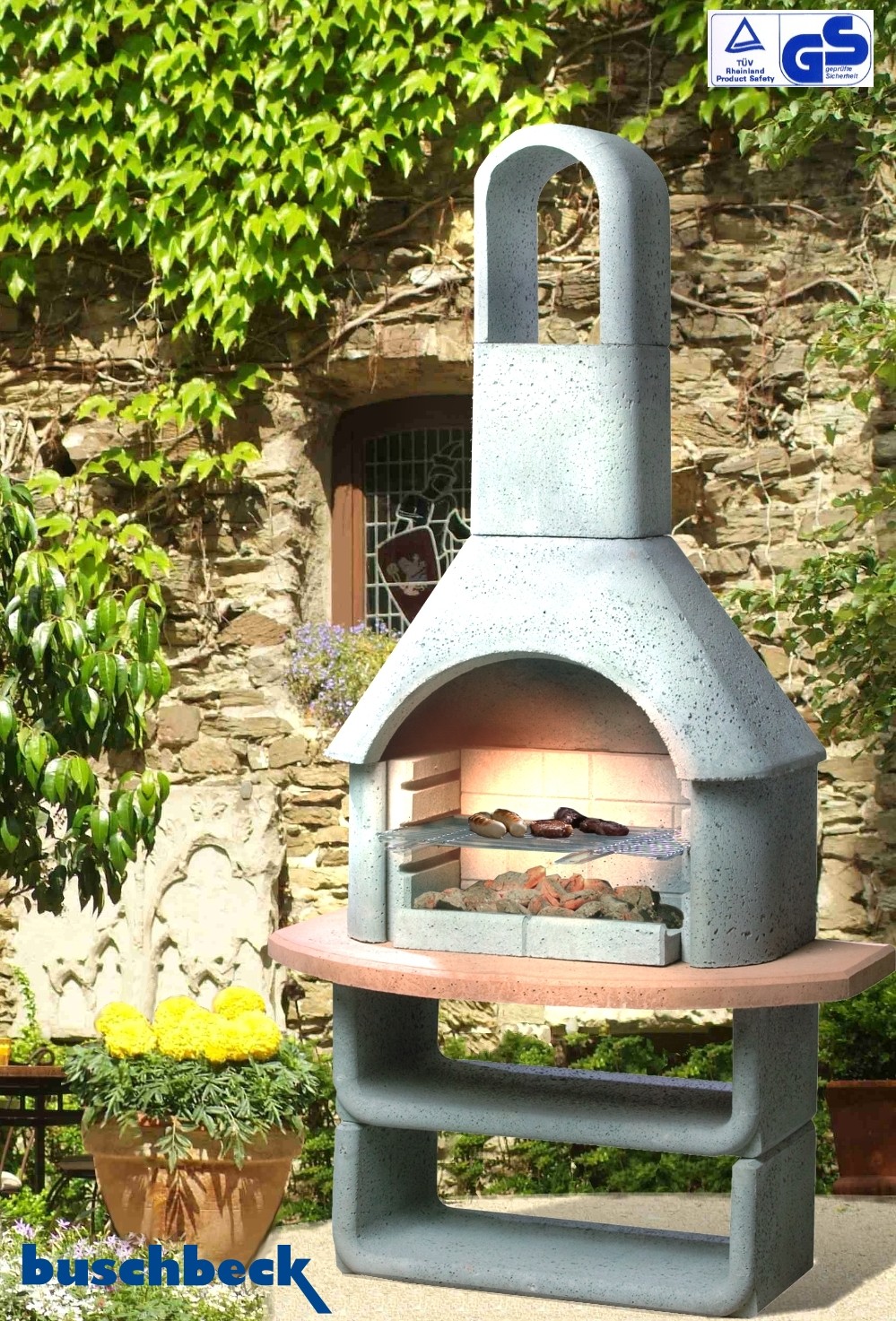 Buschbeck Grillkamin: Gartenkamin Cortina grau-terra