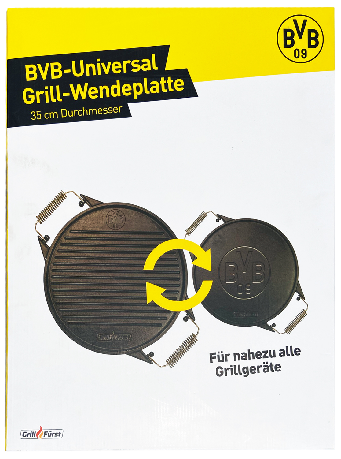 Grillfürst Universal Grillplatte Gusseisen Ø 35 cm - BVB Edition