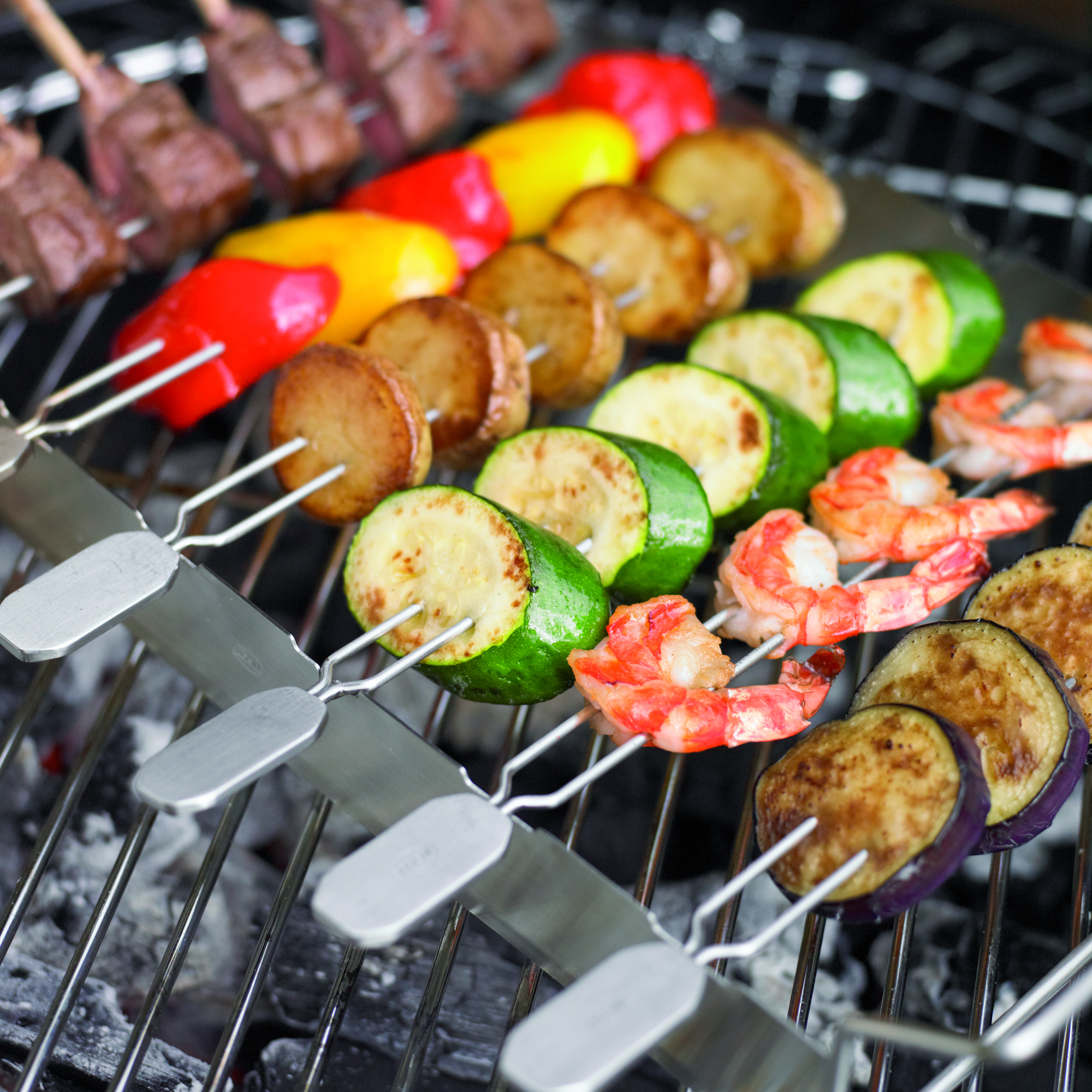 Grillspieße aus Edelstahl und Holz
