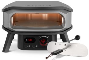 COZZE Pizzaofen elektrisch PREMIUM 34 cm (13&quot;) mit drehbarem Pizzastein &amp; Digital-Thermometer - inkl. Hitzeschild - Hover