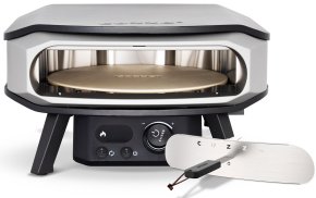 COZZE Pizzaofen elektrisch PREMIUM 42,5 cm (17&quot;) mit drehbarem Pizzastein &amp; Digital-Thermometer - inkl. Hitzeschild - Hover