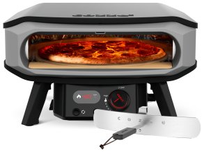 COZZE Pizzaofen Gas PREMIUM 42,5 cm (17") mit drehbarem Pizzastein &amp; Digital-Thermometer - inkl. Hitzeschild