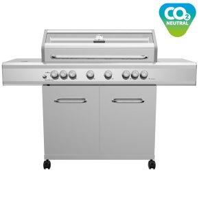 Grillfürst G621G 6-Brenner Edelstahl-Gasgrill mit Hochtemperaturbrenner, Heckbrenner und Gusseisen Rosten