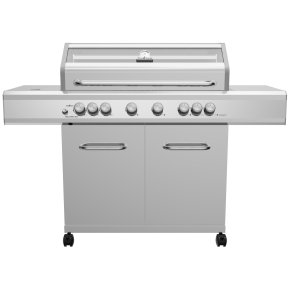 Grillfürst G621G 6-Brenner Edelstahl-Gasgrill mit Hochtemperaturbrenner, Heckbrenner und Gusseisen Rosten