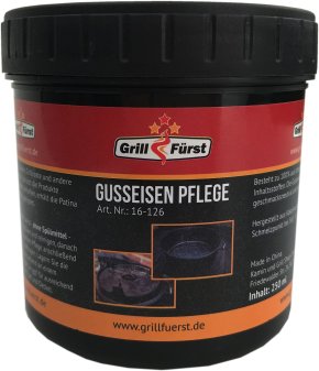 Grillfürst Kokosnuss-Pflegepaste für Gusseisen / Dutch Oven 250ml mit Schwamm