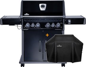 Napoleon Rogue SE 525 Gasgrill - all-black - mit Edelstahlrosten, Sizzle Zone und Heckbrenner - Grillfürst Edition inkl. Abdeckhaube im Karton - Modell 2022