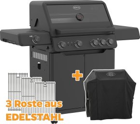 R&ouml;sle Gasgrill ALLFLAME Hero 4 - GRILLF&Uuml;RST EDITION mit Edelstahlrosten - inkl. Abdeckhaube